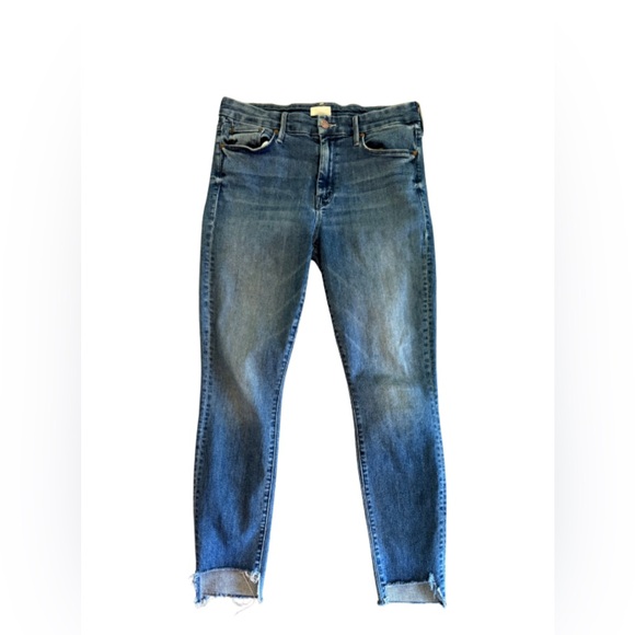 Mother Jeans The Looker Ankle Fray Jeans Size 29 Medium Wash Mid Rise - Picture 2 of 13